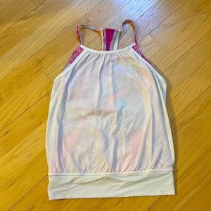 Ivivva by Lululemon double dutch white tank top with built in sports bra